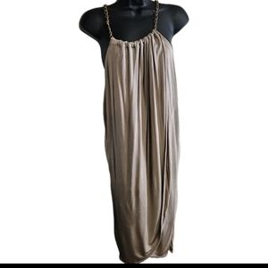 Victoria's Secret Champagne  Gold Accent Chain Strap Drape Dress Size S-Petite